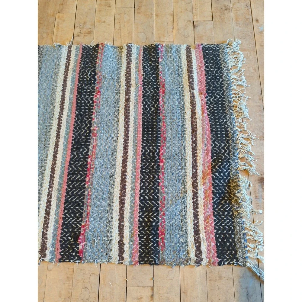 Antique Imported Swedish Hand Made Rag Rug Runner (22.5
